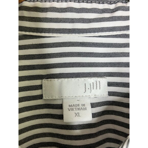 J Jill Womens XL Striped Button Down Gray White Long Sleeve Shirt - Picture 5 of 9